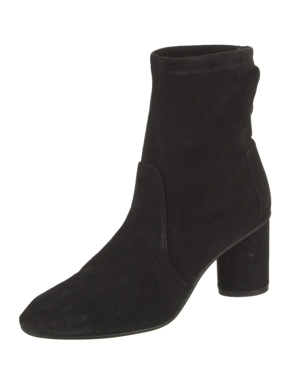 Stuart Weitzman Black Heeled Suede Boots with Chunky Block Heel S1-002